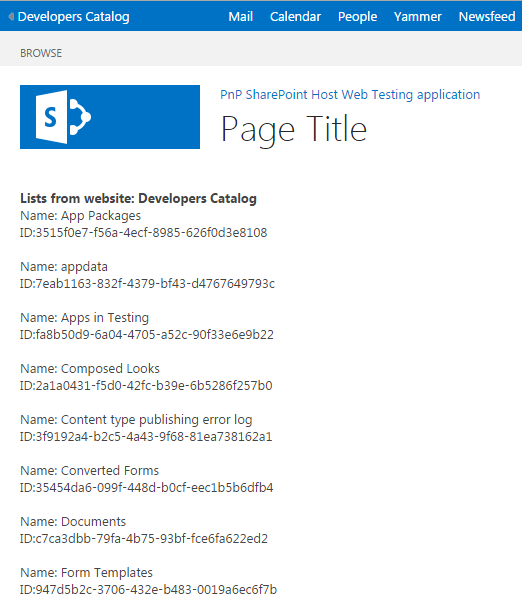 Host Web SharePoint Add-In Output