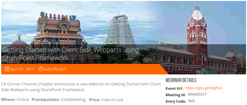 Getting Started with Client Side Webparts using SharePoint Framework - Webinar
